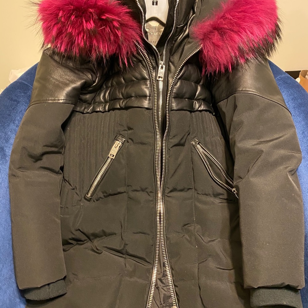 Nicole Benisti down jacket real fur and leather